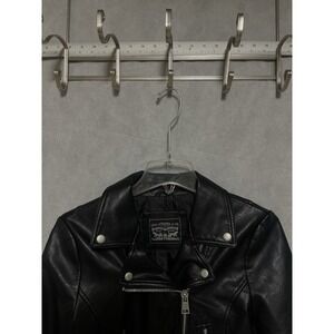 Levi's‎ Jacket Women S Black Faux Leather Moto Biker Cropped Goth Cyber Street